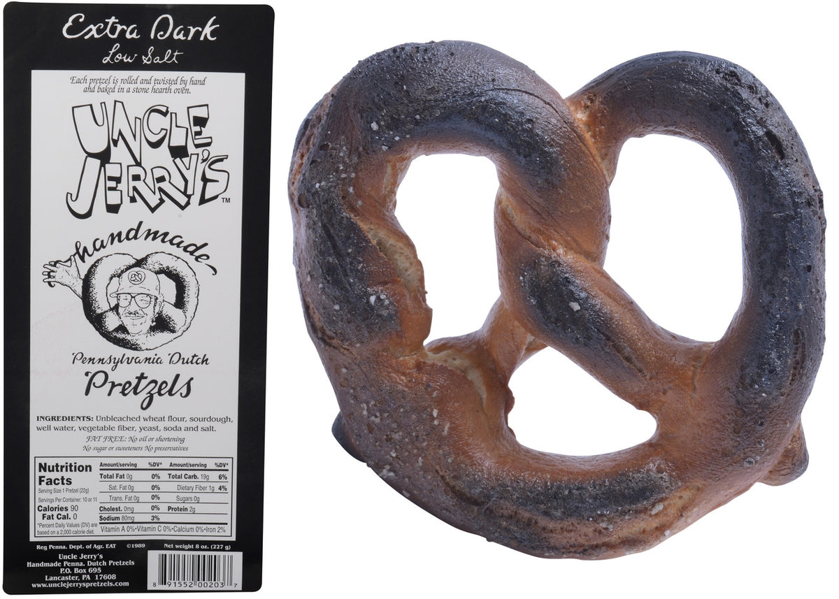 Extra Dark Low Salt BROKES 7oz Bags Uncle Jerry's Pretzels