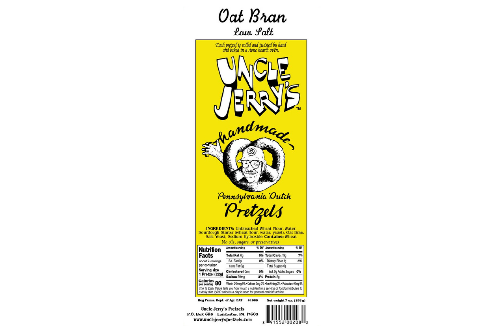 Oat Bran Low Salt BROKES 7oz Bags Uncle Jerry's Pretzels