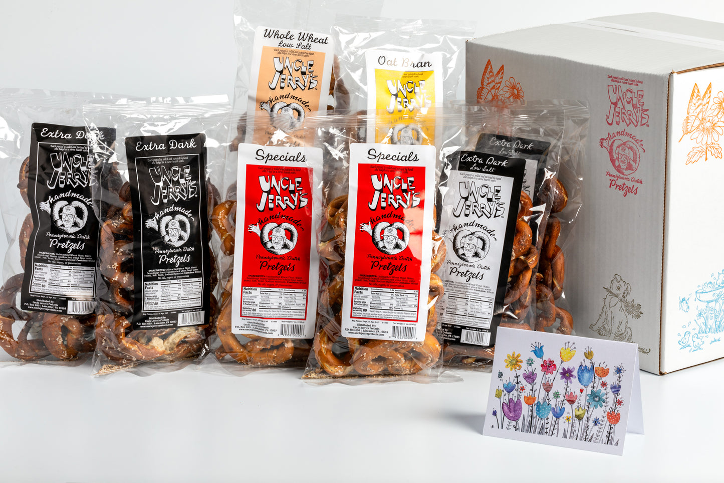 Assorted pretzel gift box with card