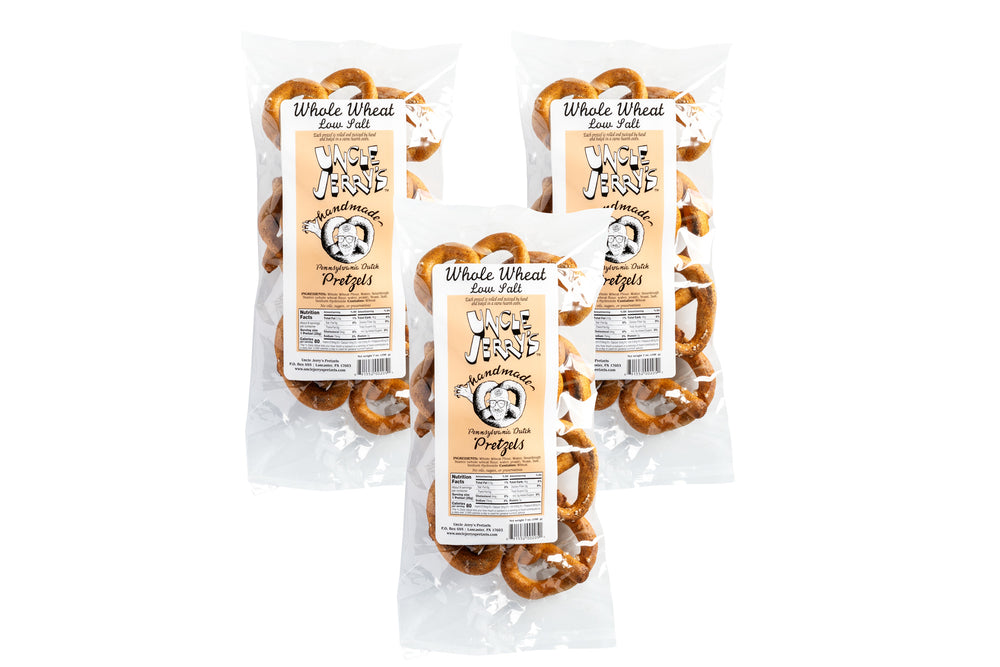 Whole Wheat Low Salt Pretzels | 7oz Bags | Uncle Jerry's Pretzels